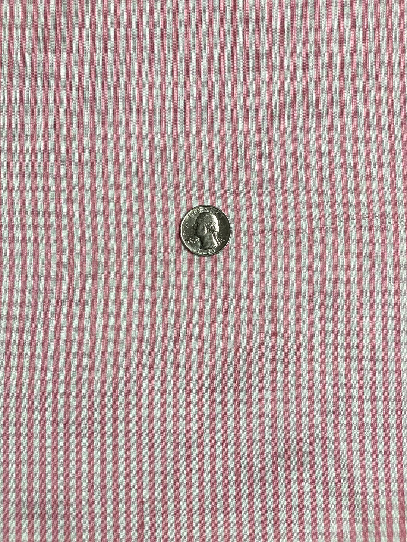 Rose Pink White Gingham Shantung 738 Fabric