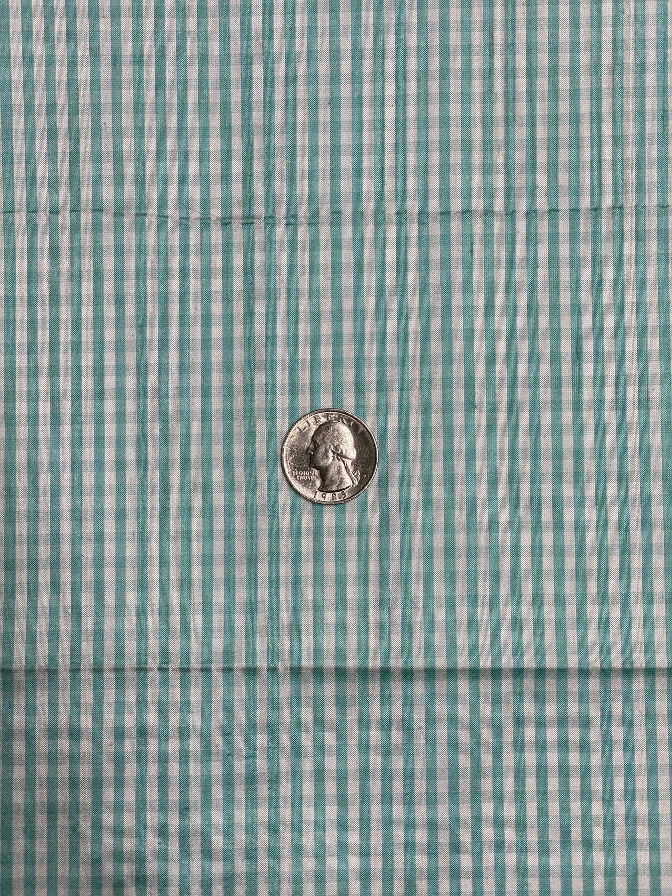 Mint White Gingham Shantung 740 Fabric