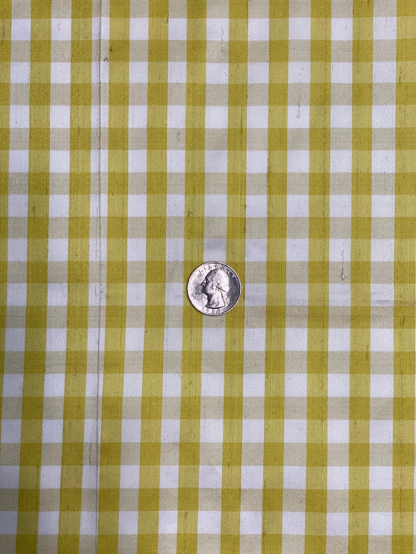 Lemon White Gingham Shantung 760 Fabric