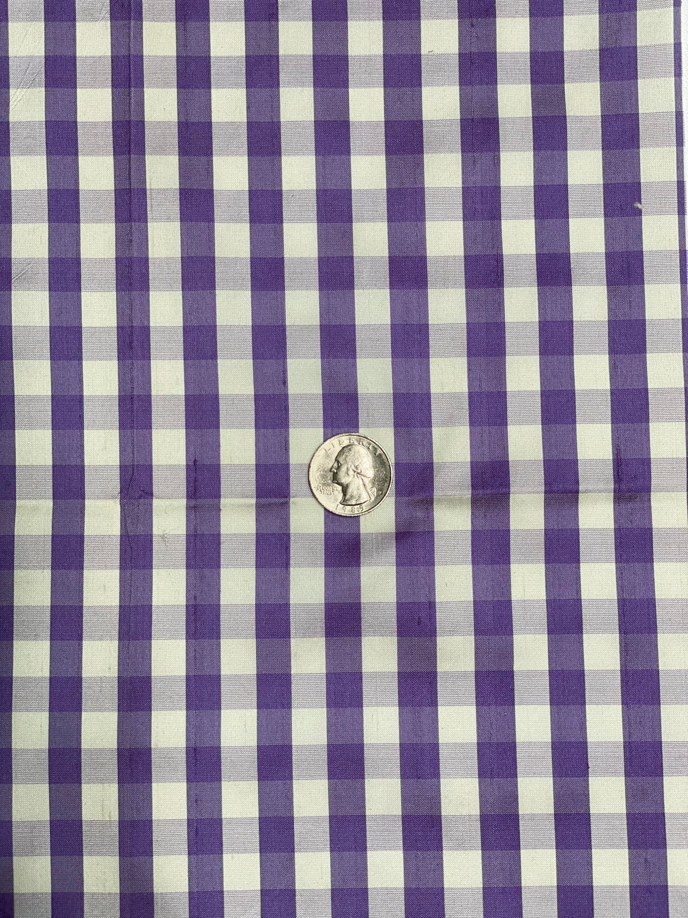 Grape Purple White Gingham Shantung 764 Fabric