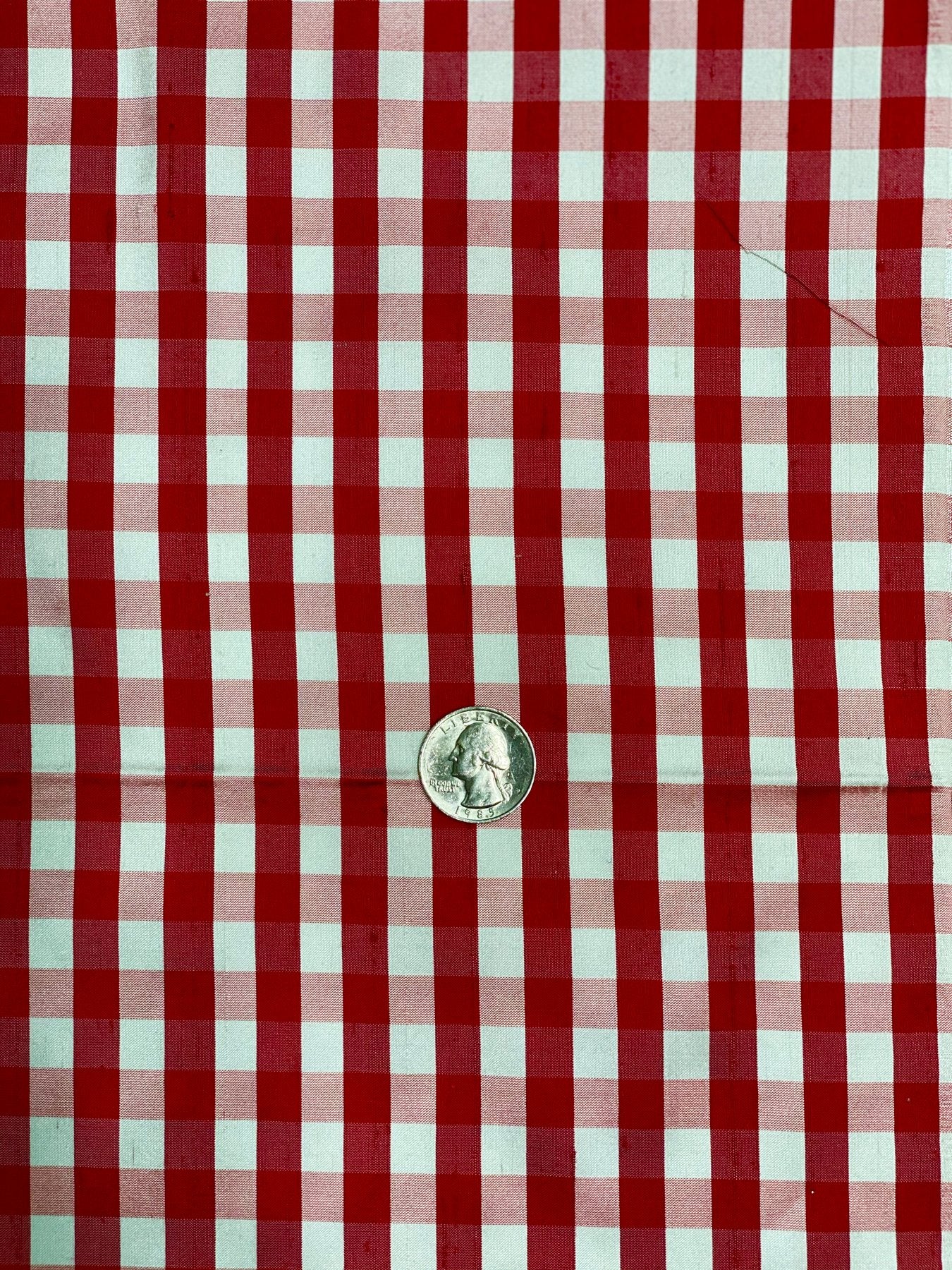 Red White Gingham Shantung 766 Fabric