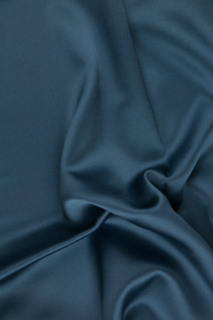 Smoke Blue Silk Crepe Back Satin Fabric