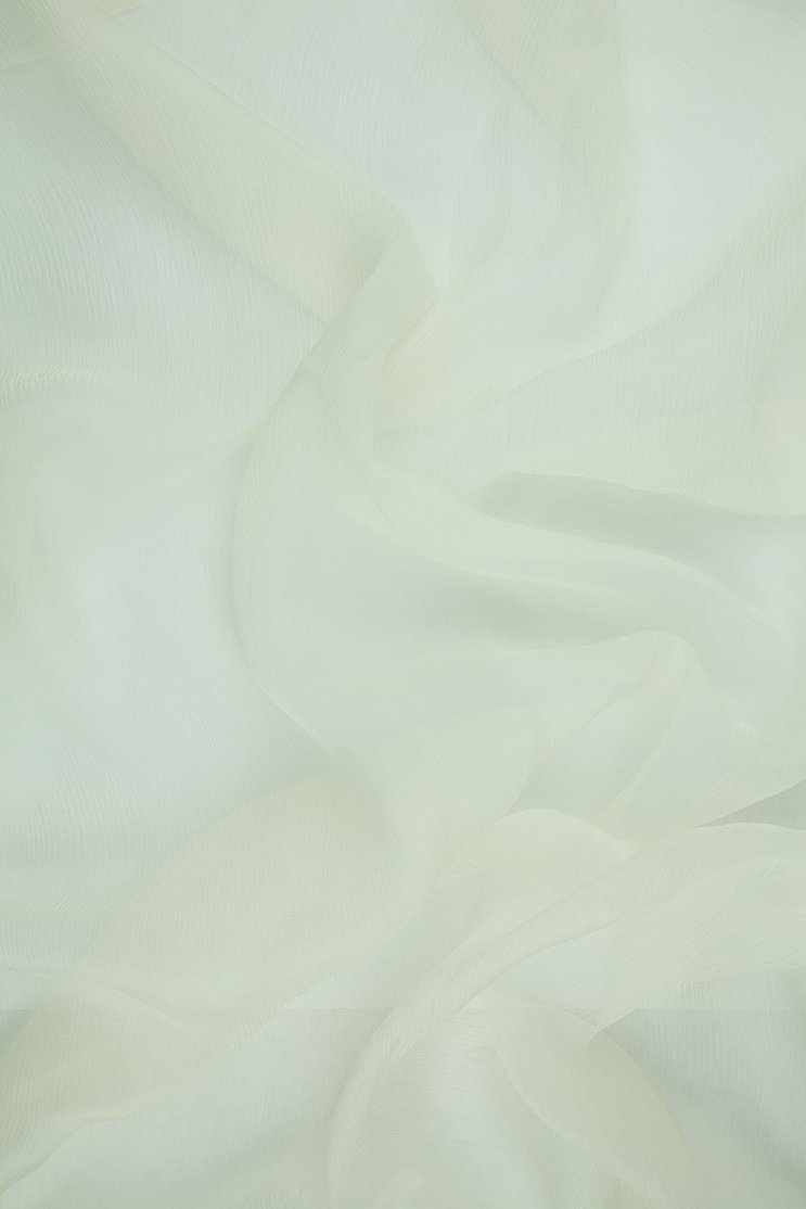 Whisper White Silk Crinkled Chiffon Fabric