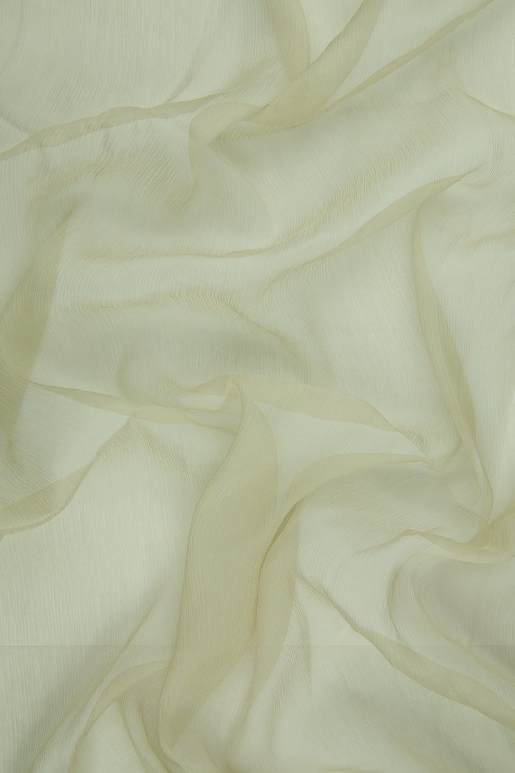Khaki Silk Crinkled Chiffon Fabric