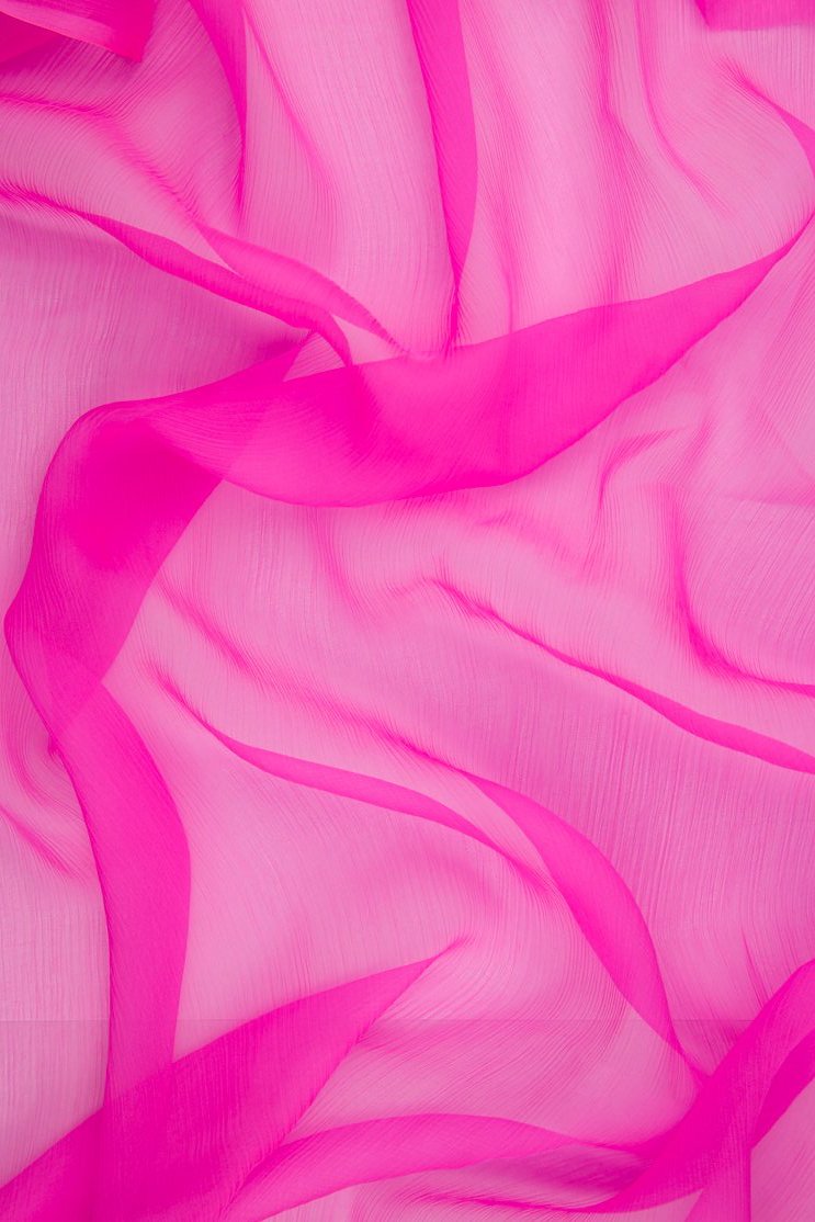 Bubblegum Pink Silk Crinkled Chiffon Fabric