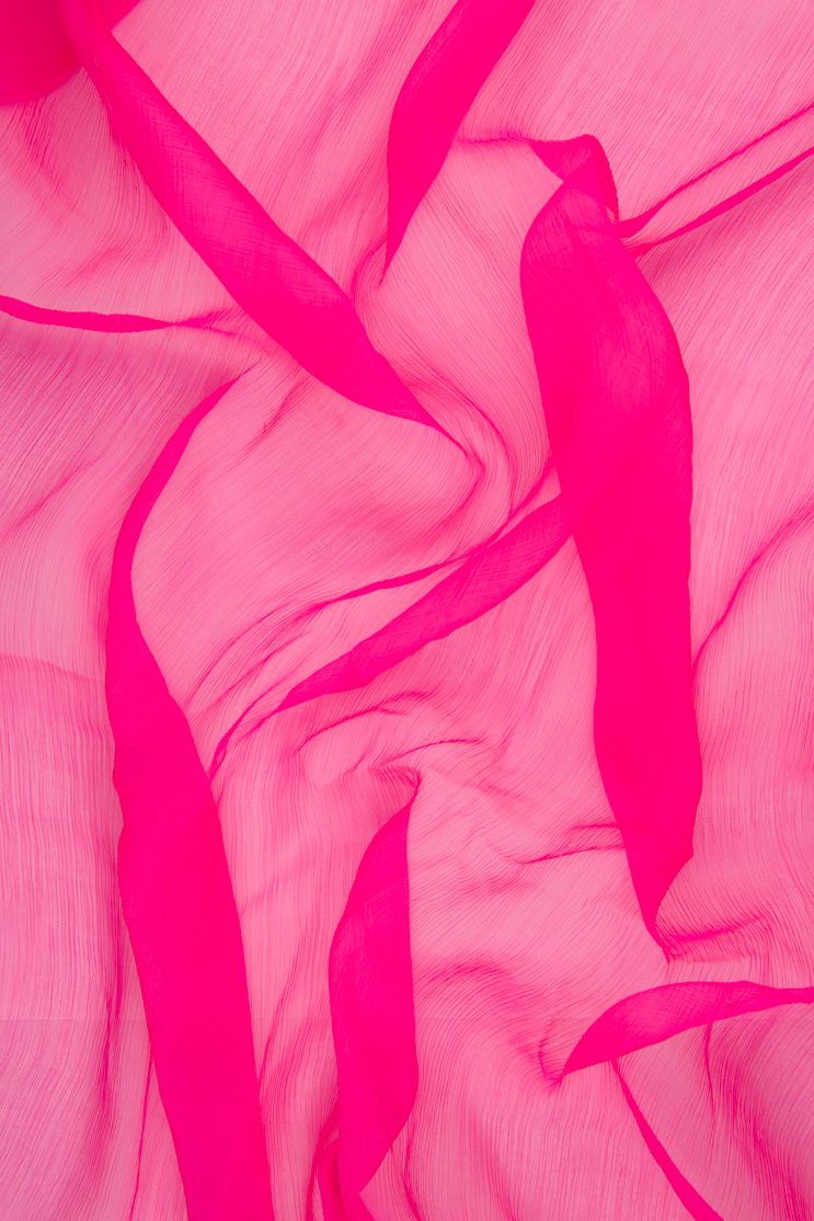 Bright Fuchsia Silk Crinkled Chiffon Fabric