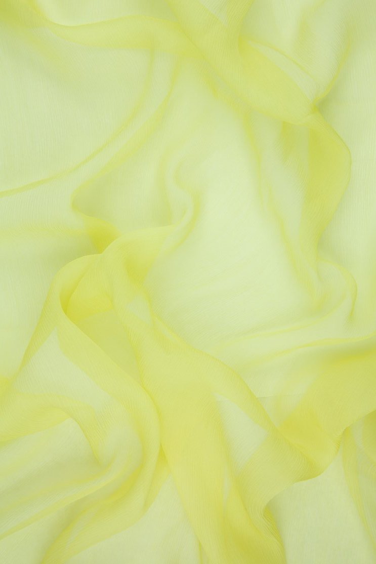Light Yellow Silk Crinkled Chiffon Fabric