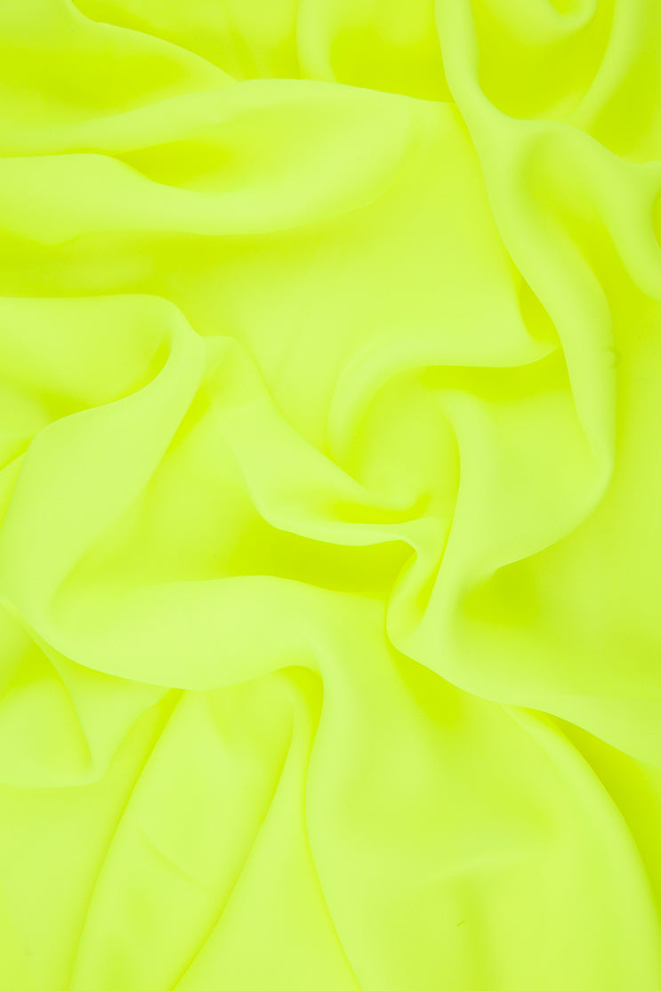 Neon Yellow-Green Silk Double Georgette Fabric