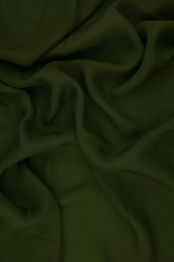 Dark Moss Green Silk Double Georgette Fabric