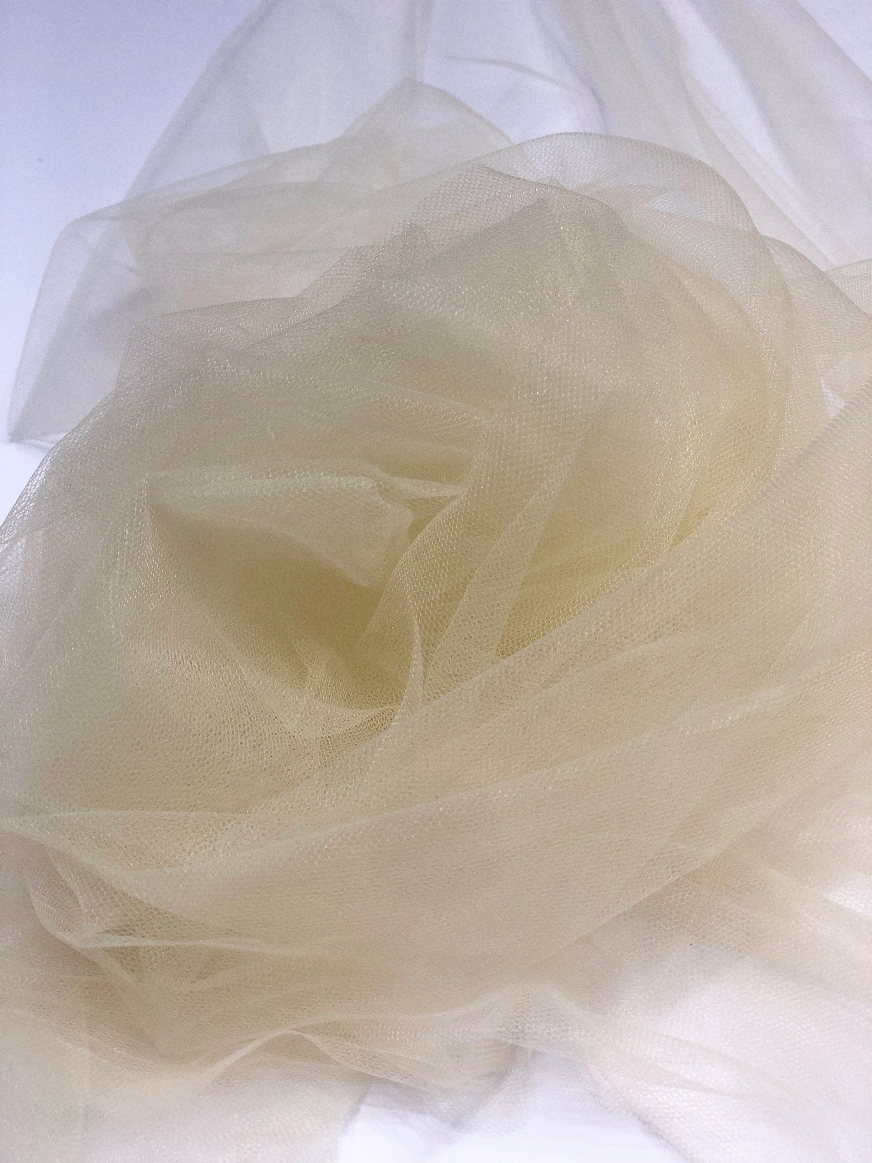 Beige Italian Nylon Tulle Fabric