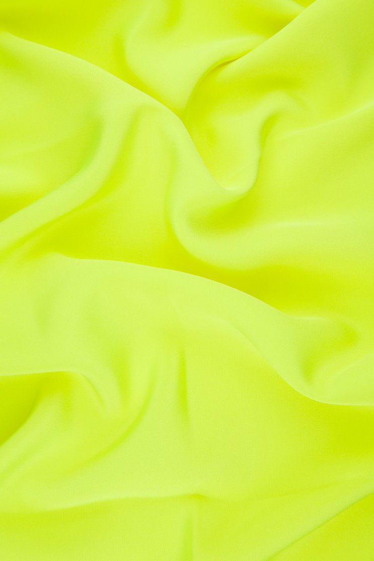Neon Yellow-Green Silk 4-Ply Crepe Fabric