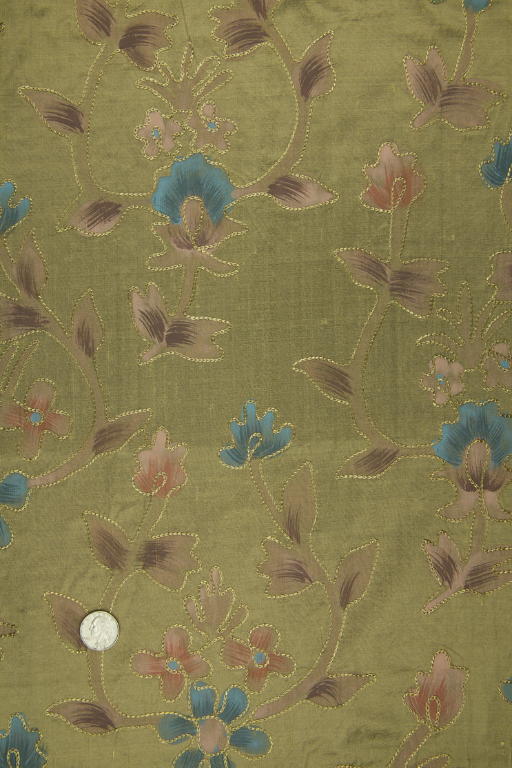 Embroidered Dupioni Silk MED-073/5 Fabric
