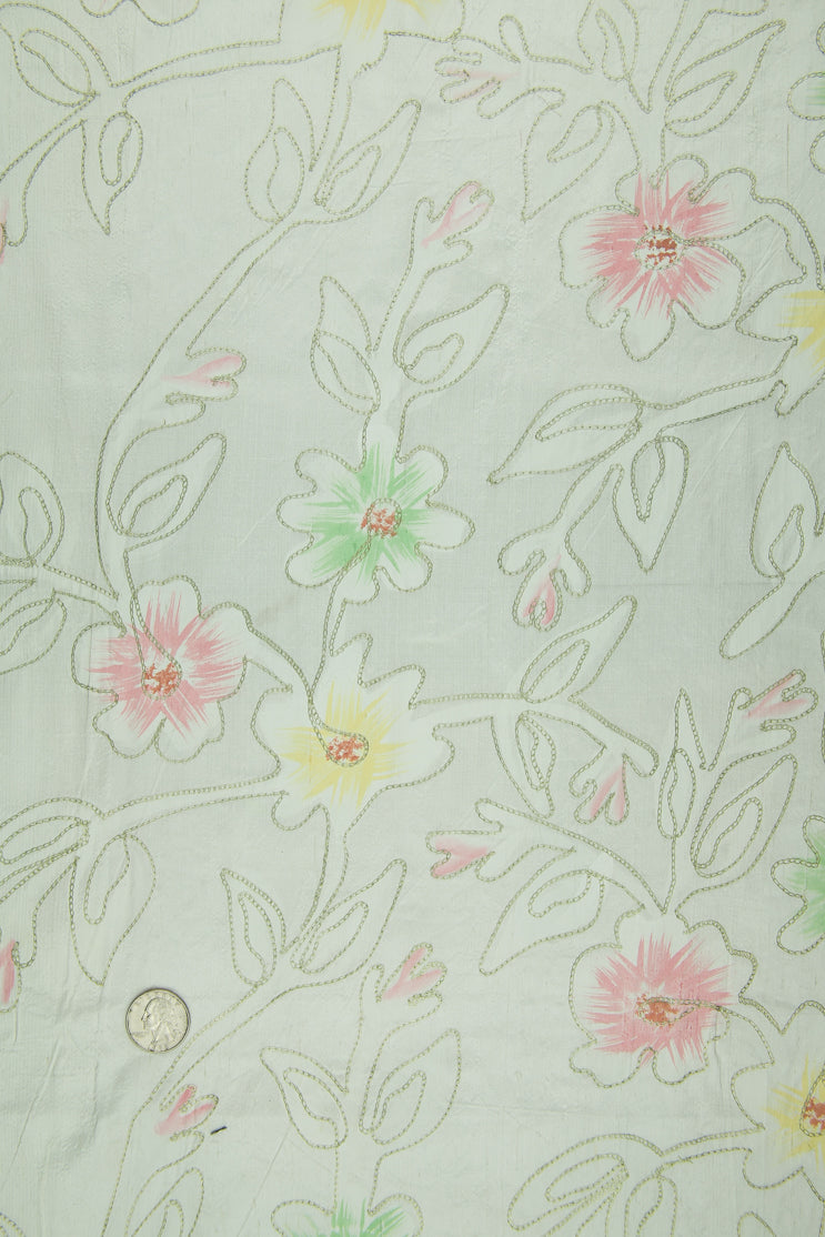 Embroidered Dupioni Silk MED-080 Fabric