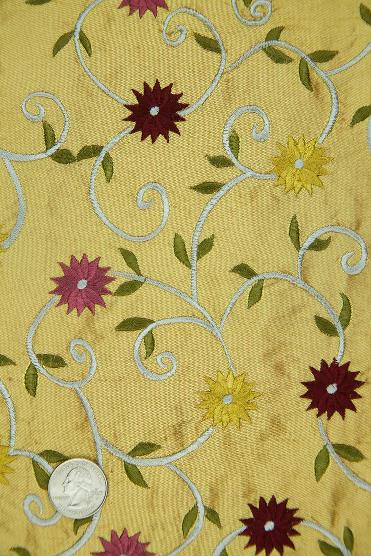 Embroidered Dupioni Silk MED-102 Fabric