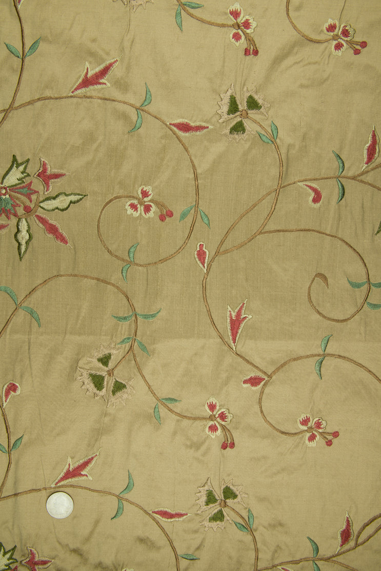 Embroidered Dupioni Silk MED-152 Fabric