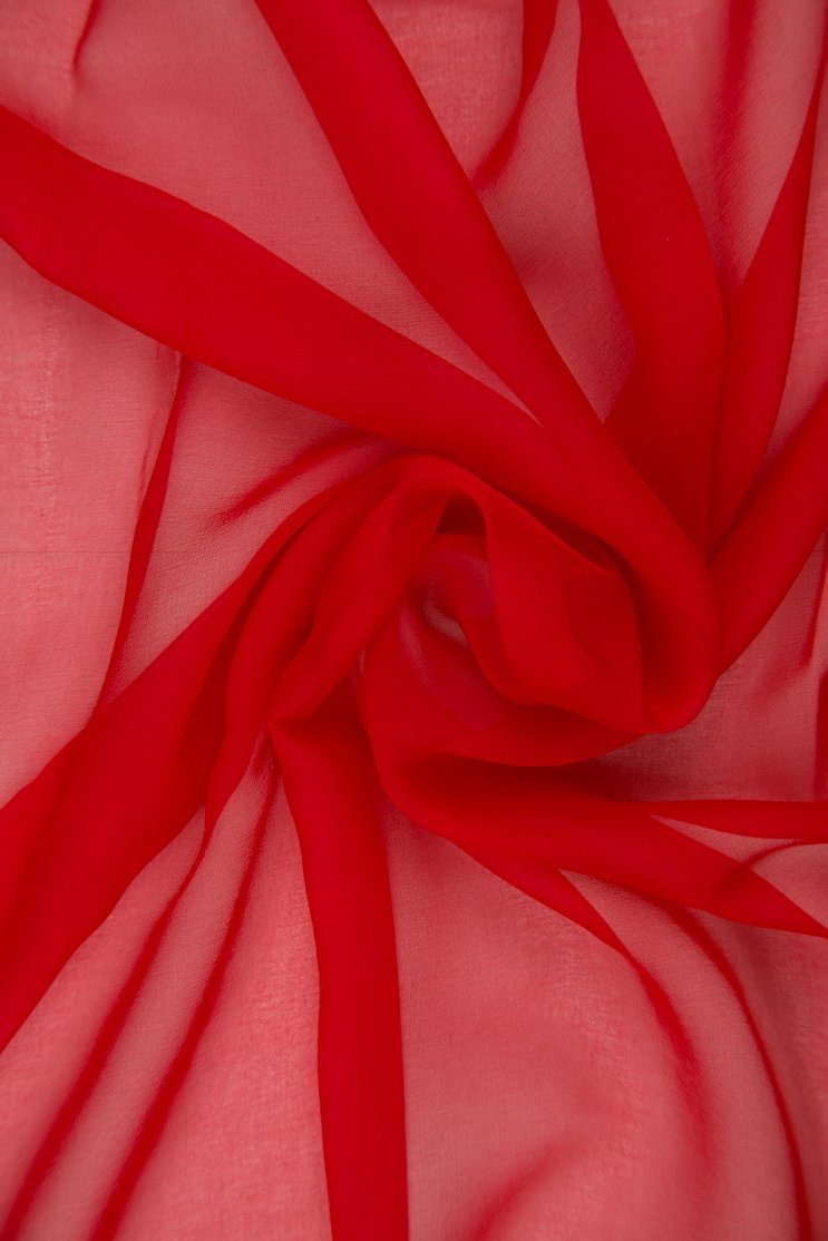 Tomato Red Silk Chiffon Fabric