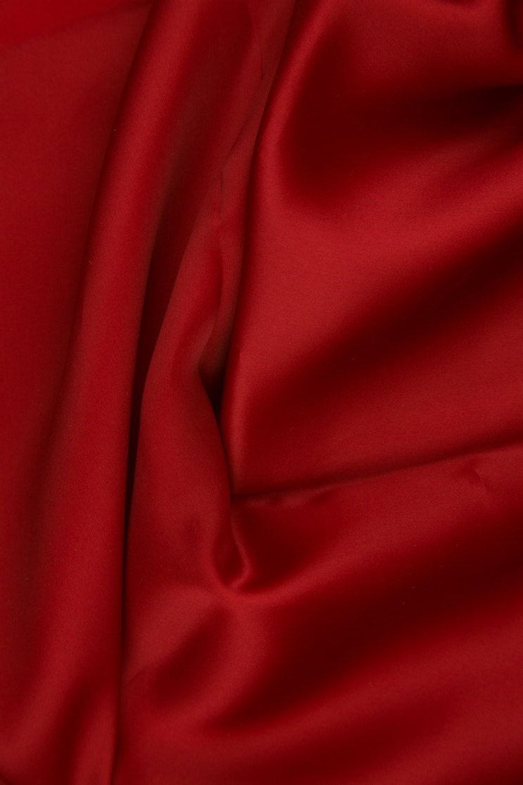 Ribbon Red Silk Satin Face Organza Fabric