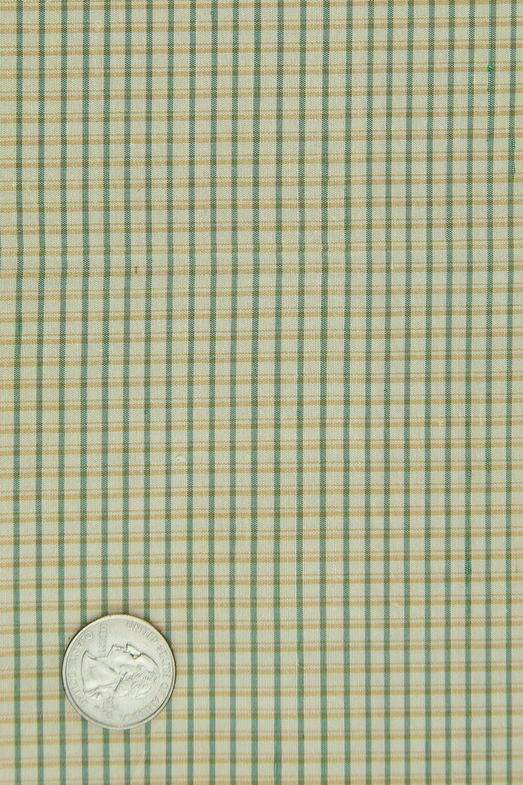 Beige and Green Silk Taffeta Plaids and Stripes 017 Fabric