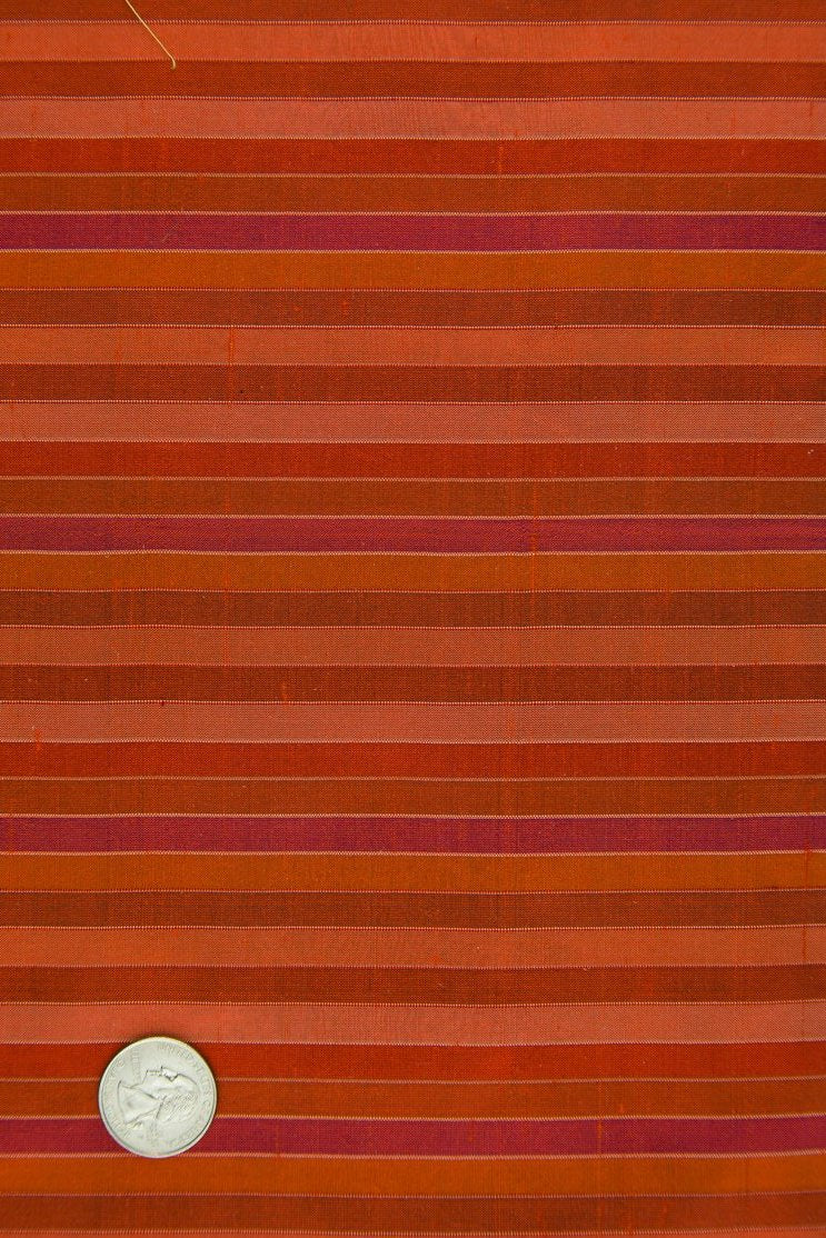 Red Orange Silk Taffeta Plaids and Stripes 040/4 Fabric