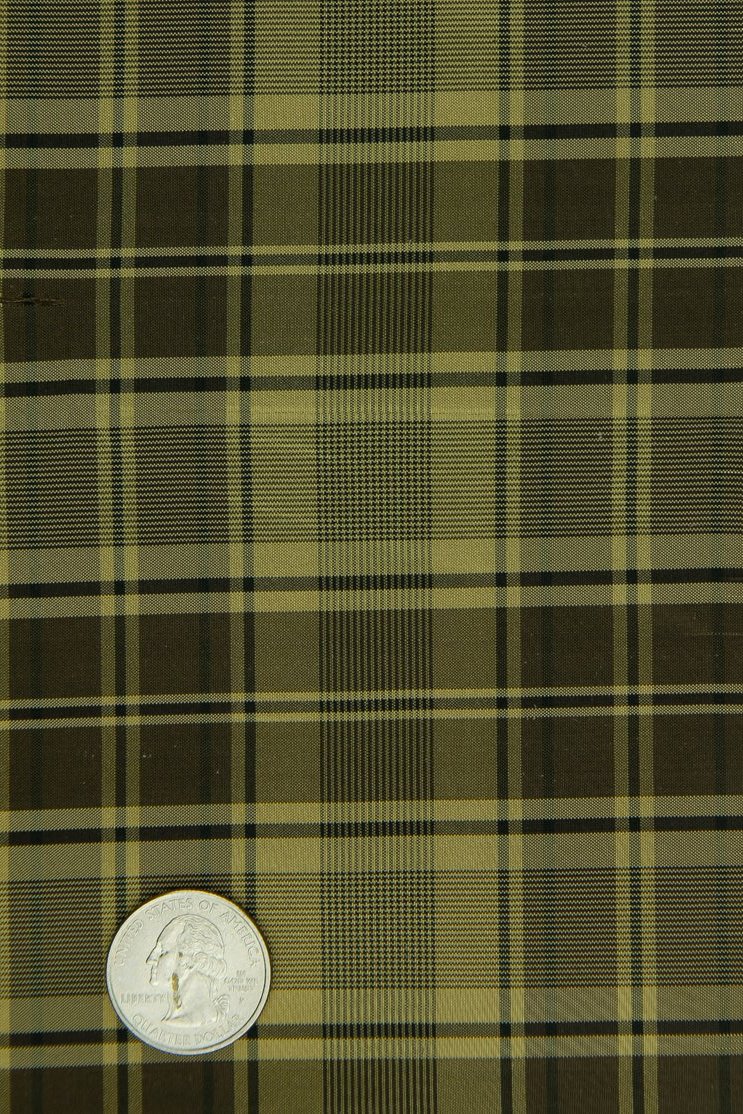 Black and Gold Silk Taffeta Plaids and Stripes 047 Fabric