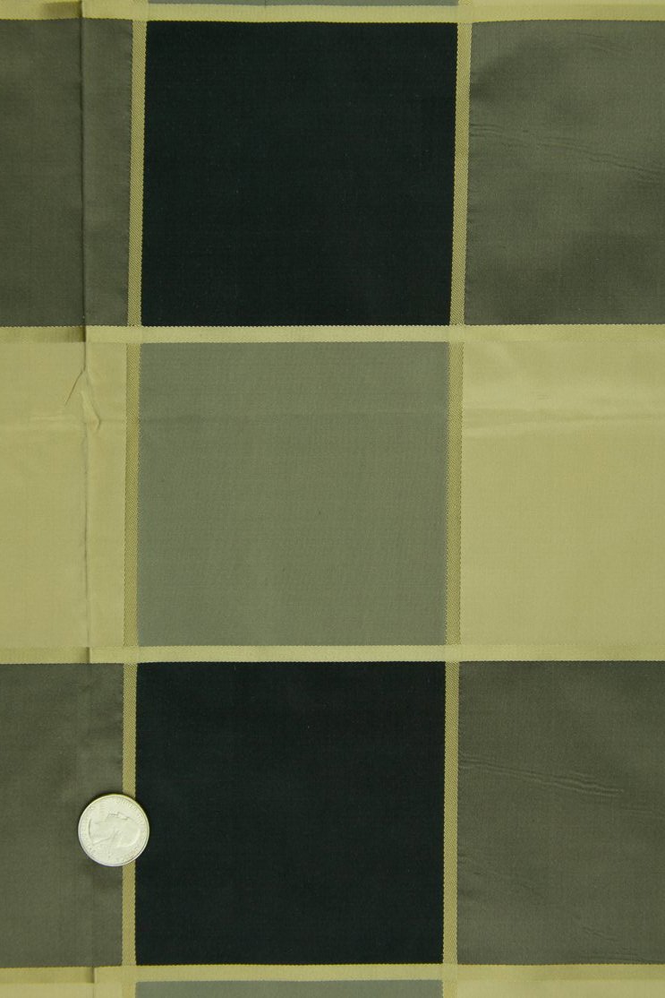 Gold Black Silk Taffeta Plaids and Stripes 056/4 Fabric