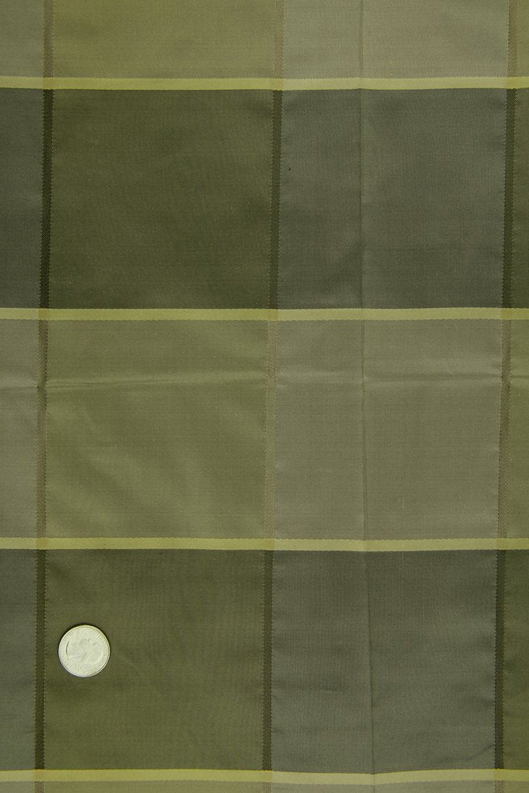 Olive Green Silk Taffeta Plaids and Stripes 056/8 Fabric
