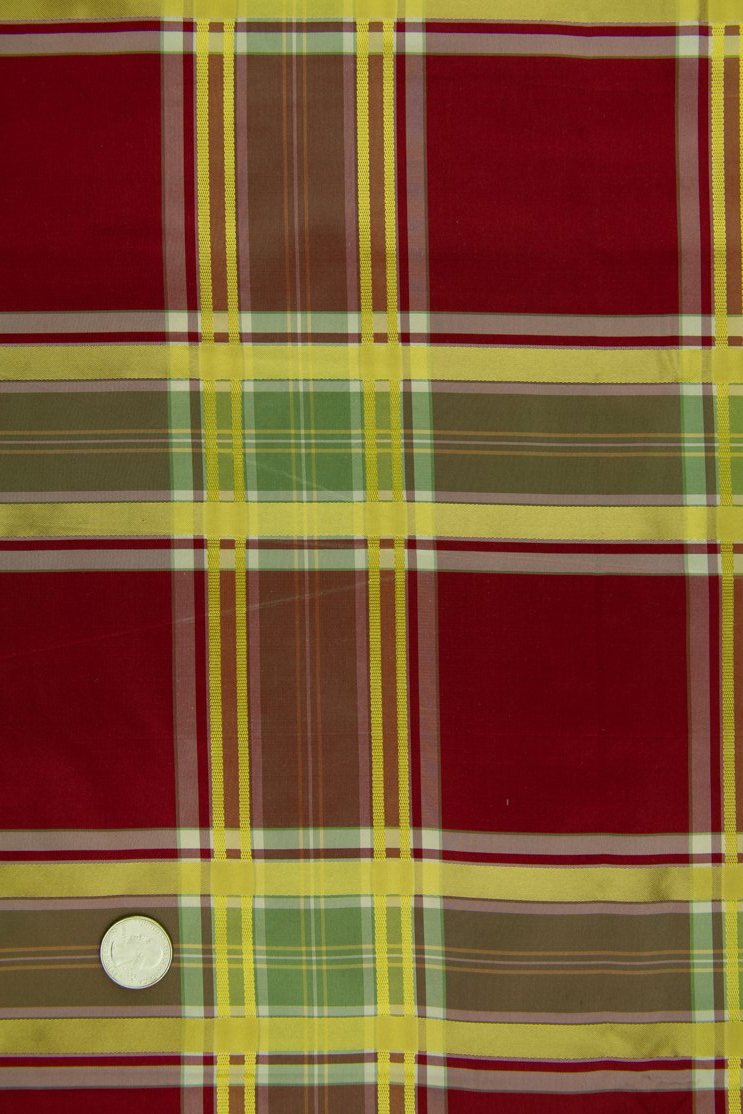 Red Yellow Silk Taffeta Plaids and Stripes 058/1 Fabric