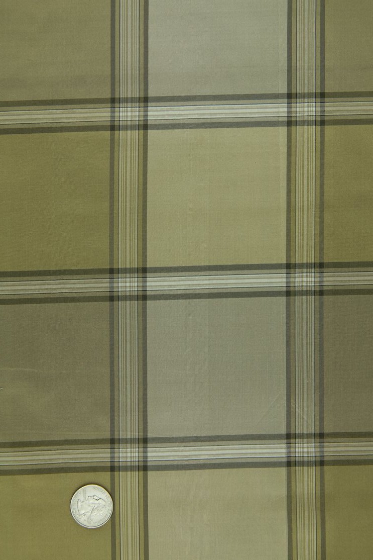 Olive Silk Taffeta Plaids and Stripes 074/3 Fabric