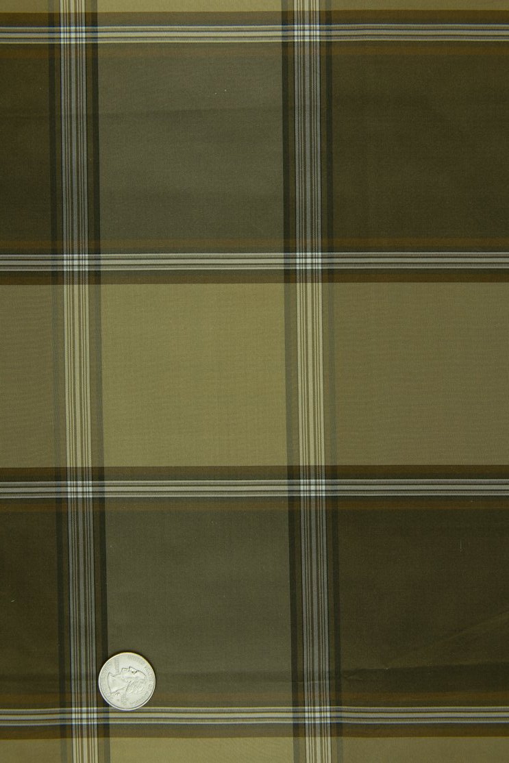 Dark Green Silk Taffeta Plaids and Stripes 074/4 Fabric