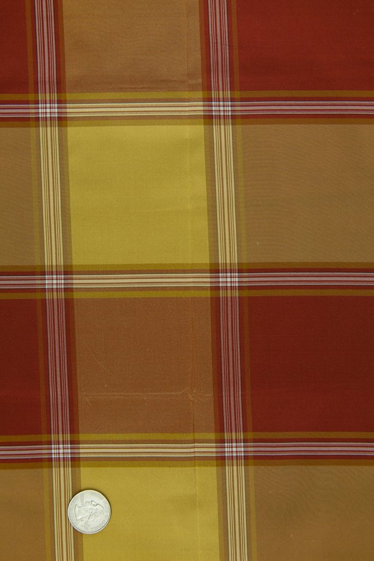 Red Gold Silk Taffeta Plaids and Stripes 074/5 Fabric