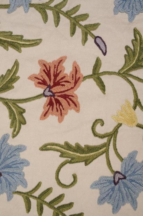Carnation on Beige Crewel Fabric