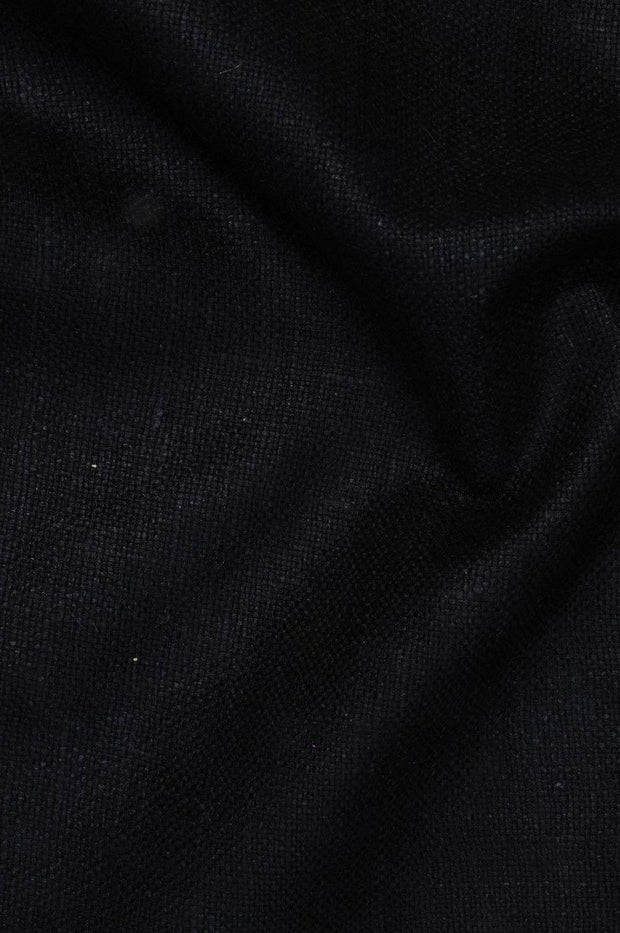 Black Silk Linen (Matka) Fabric By The Yard