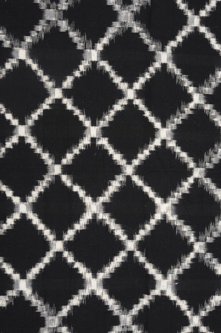 Black Cotton Ikat 72 Fabric