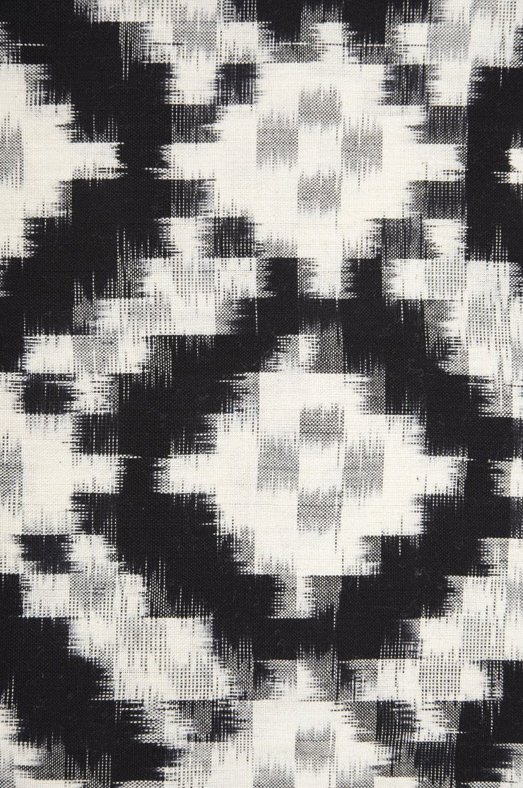 Black Off White Cotton Ikat 47 Fabric