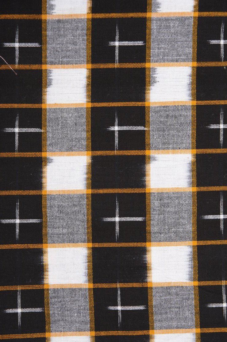 Black Off White Cotton Ikat 112 Fabric