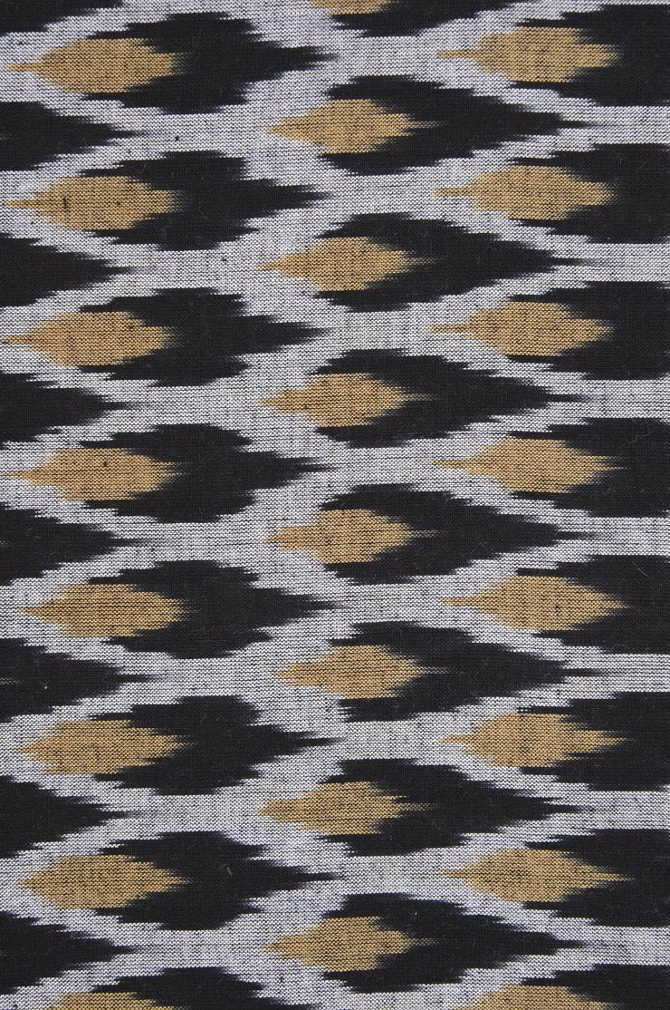 Black Yellow Cotton Ikat 038 Fabric