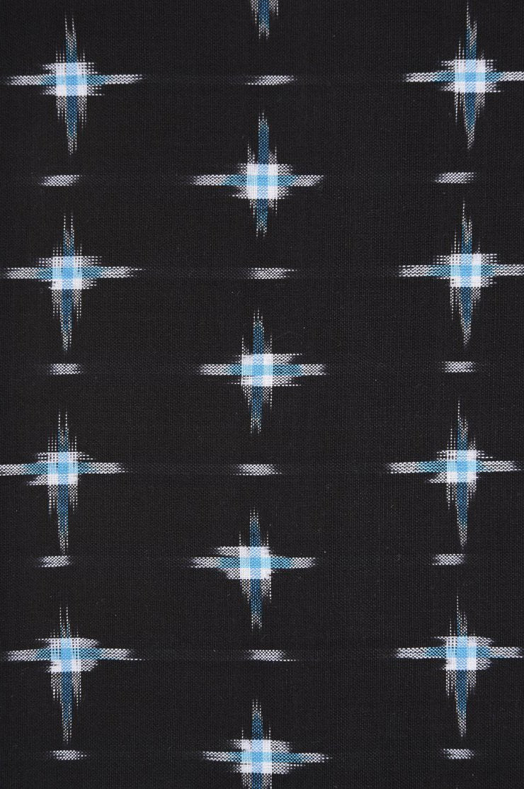 Blue Black Cotton Ikat 053 Fabric