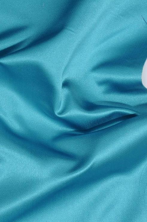 Bright Aqua Silk Duchess Satin Fabric