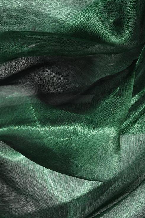Bright Evergreen Metallic Organza Fabric