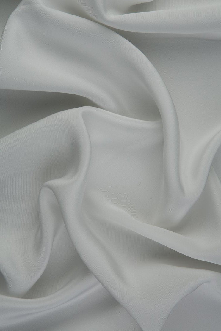 Bright White Silk 4-Ply Crepe Fabric