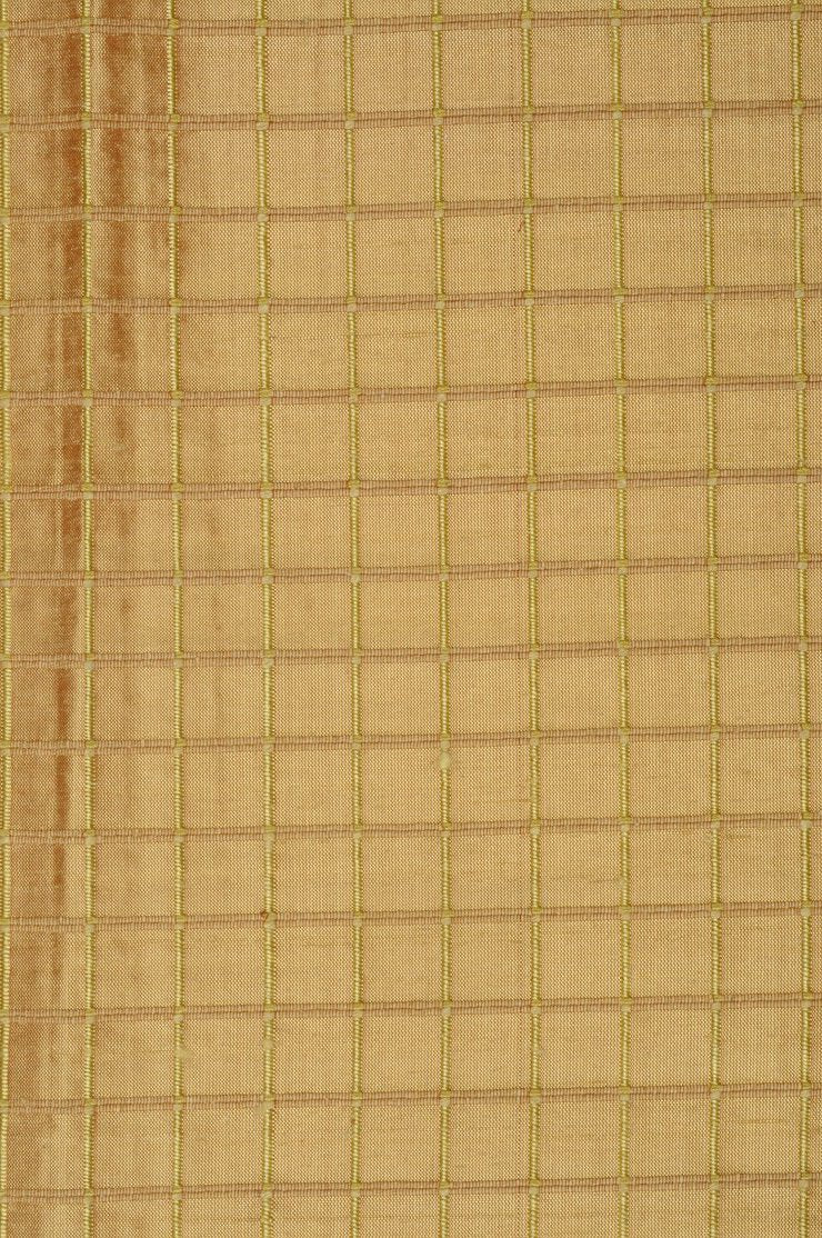 Bright Yellow Gold Silk Shantung Windowpane 44 inch Fabric