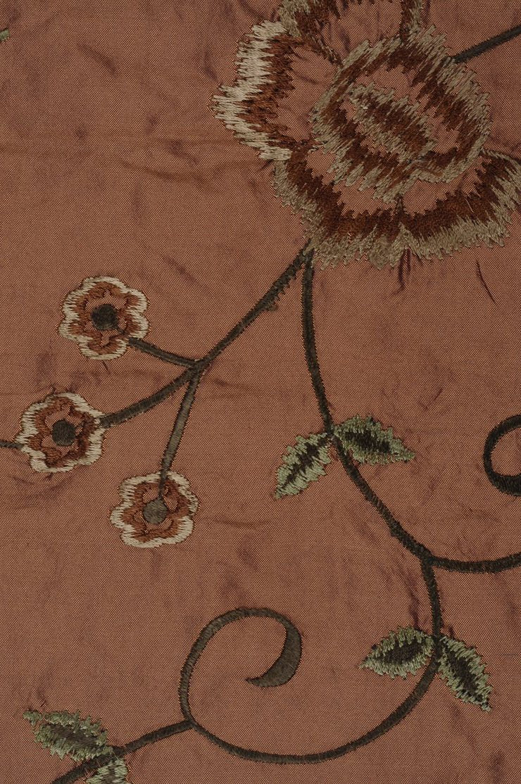 Brown Sugar Embroidered Taffeta Silk 500 Fabric