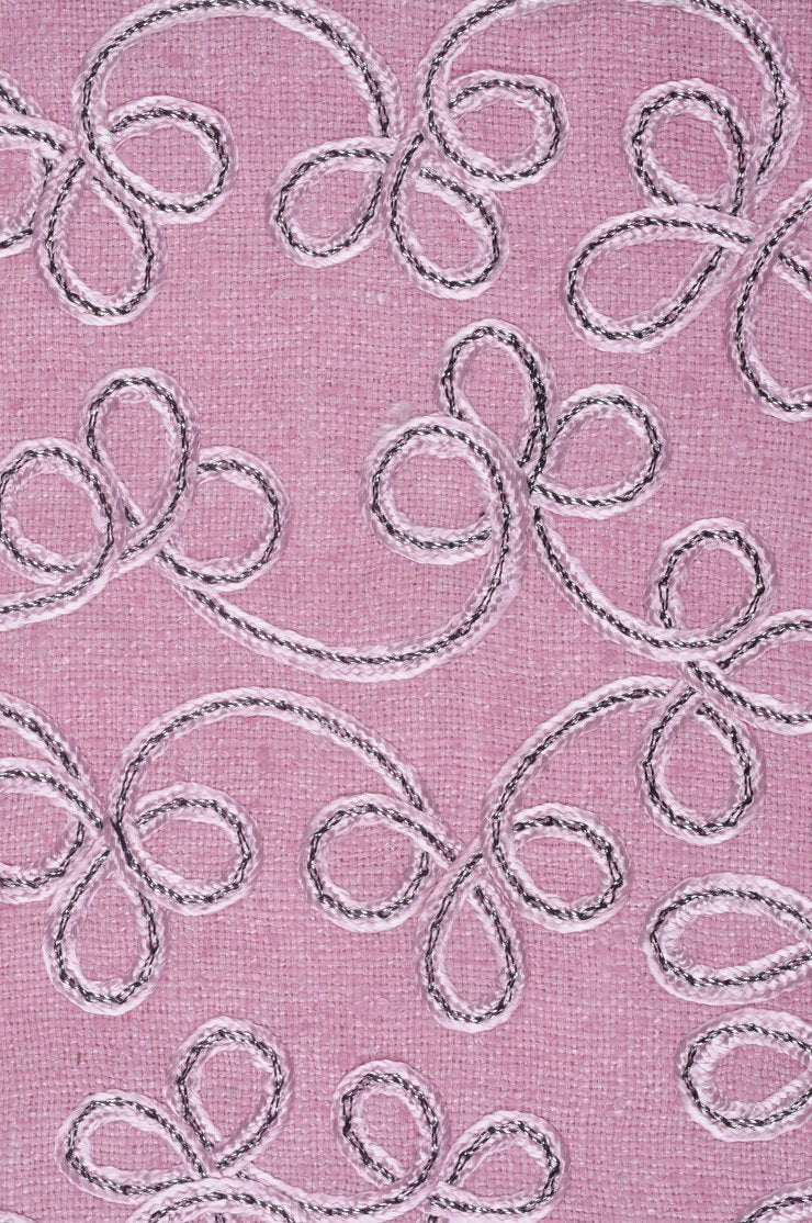 Bubble Gum Embroidered Raw Silk 301 Fabric