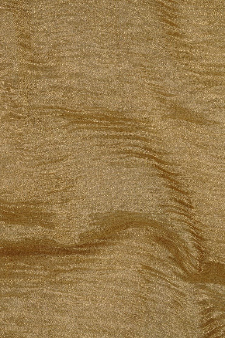 Butter Pecan Gold Metallic Crushed Organza Fabric