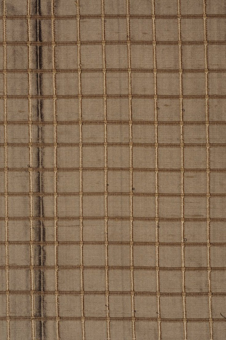 Cafe Gold Silk Shantung Windowpane 54 inch Fabric