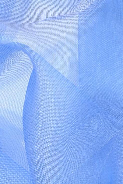 Cerulean Blue Silk Organza Fabric By The Yard