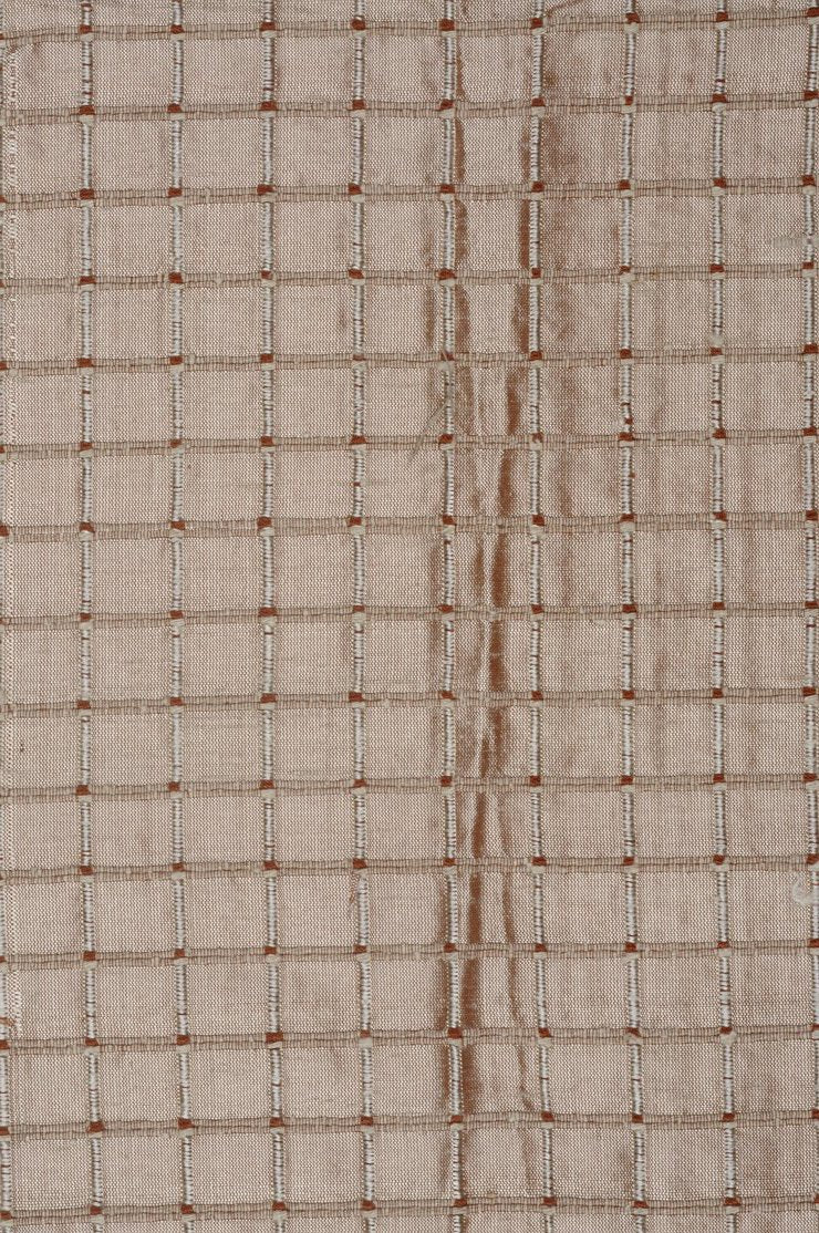 Champagne Beige Silk Shantung Windowpane 44 inch Fabric