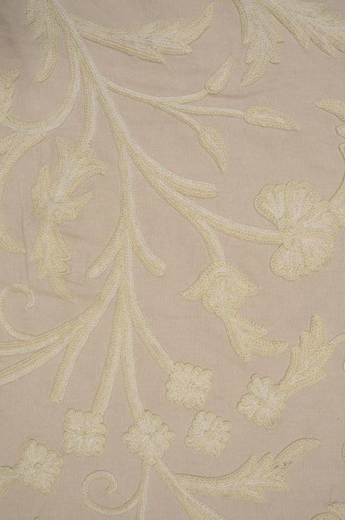 White Orchid on Cuban Sand Crewel Fabric