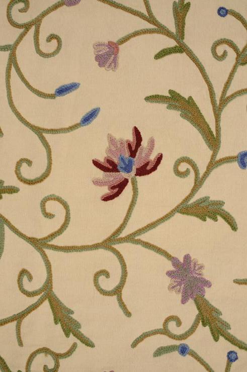 Passion Flower on Cuban Sand Crewel Fabric