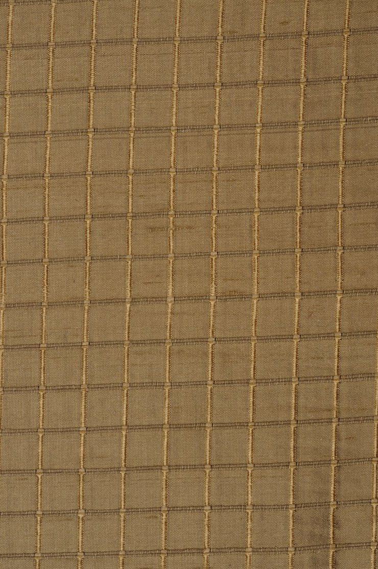 Dark Gold Silk Shantung Windowpane 54 inch Fabric
